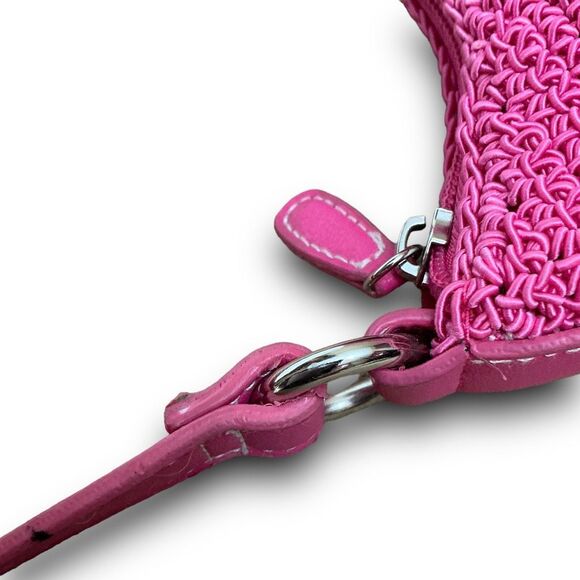 Minicci Crocheted Knit Macrame Pink Crossbody Bag Shoulder Bag Purse Handbag - Picture 11 of 11